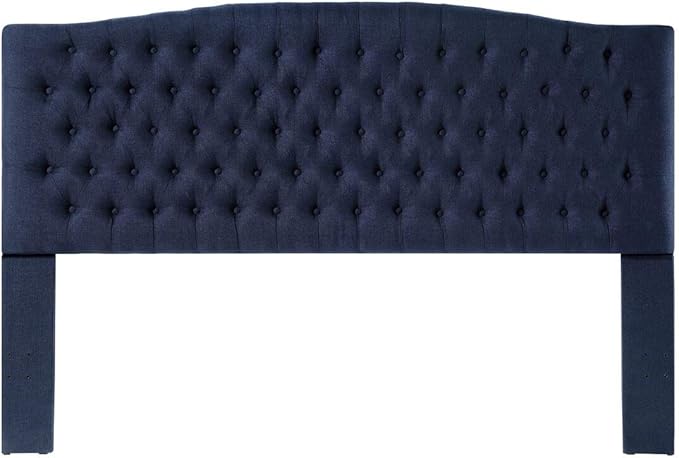 24KF Upholstered Tufted Button Linen Fabric Headboard,Comfortable Fashional Headboard King/CA King Size,Navy Blue-Ruum Studio Home