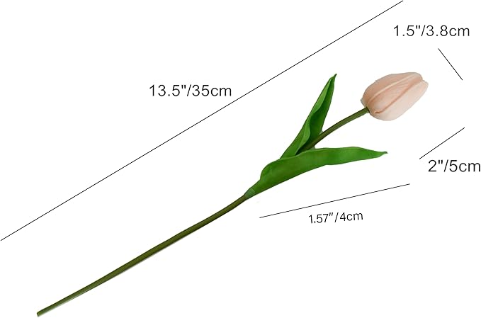 Mandy's Artificial Tulips 20 Stems Champagne PU Faux Flowers for Wedding Home Decor 13.5 Inch-Ruum Studio Home