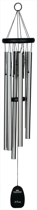 Woodstock Wind Chimes Pachelbel's Canon in D, Silver Aluminum Tubes, Medium 32 - Inch, Deep Toned Windchime for Outdoor Decor for Garden, Patio, Porch-Ruum Studio Home