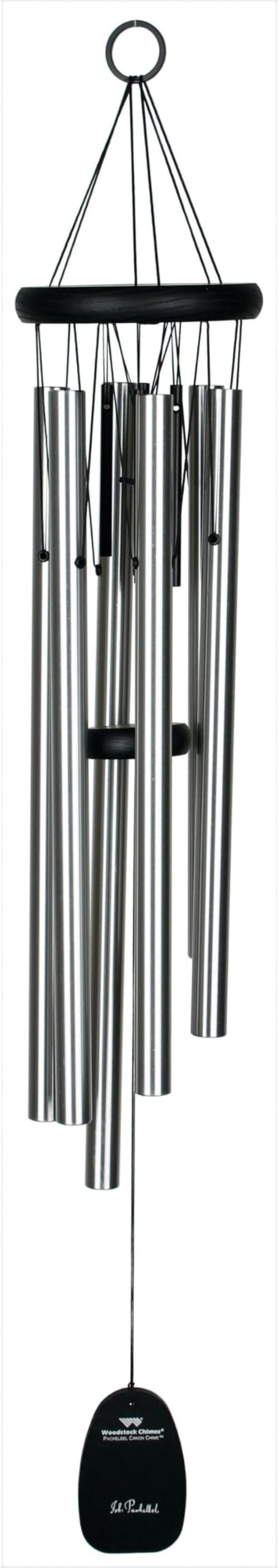 Woodstock Wind Chimes Pachelbel's Canon in D, Silver Aluminum Tubes, Medium 32 - Inch, Deep Toned Windchime for Outdoor Decor for Garden, Patio, Porch-Ruum Studio Home