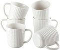 Ceramic Coffee Mugs 15 oz, Large Waffle Embossed Mug Set, Coffee Cups for Latte, Cappuccino, Cocoa, Hot Tea, Mocha, Milk, Housewarming Wedding Present, Microwave & Dishwasher Safe - Set of 6 (White)-Ruum Studio Home