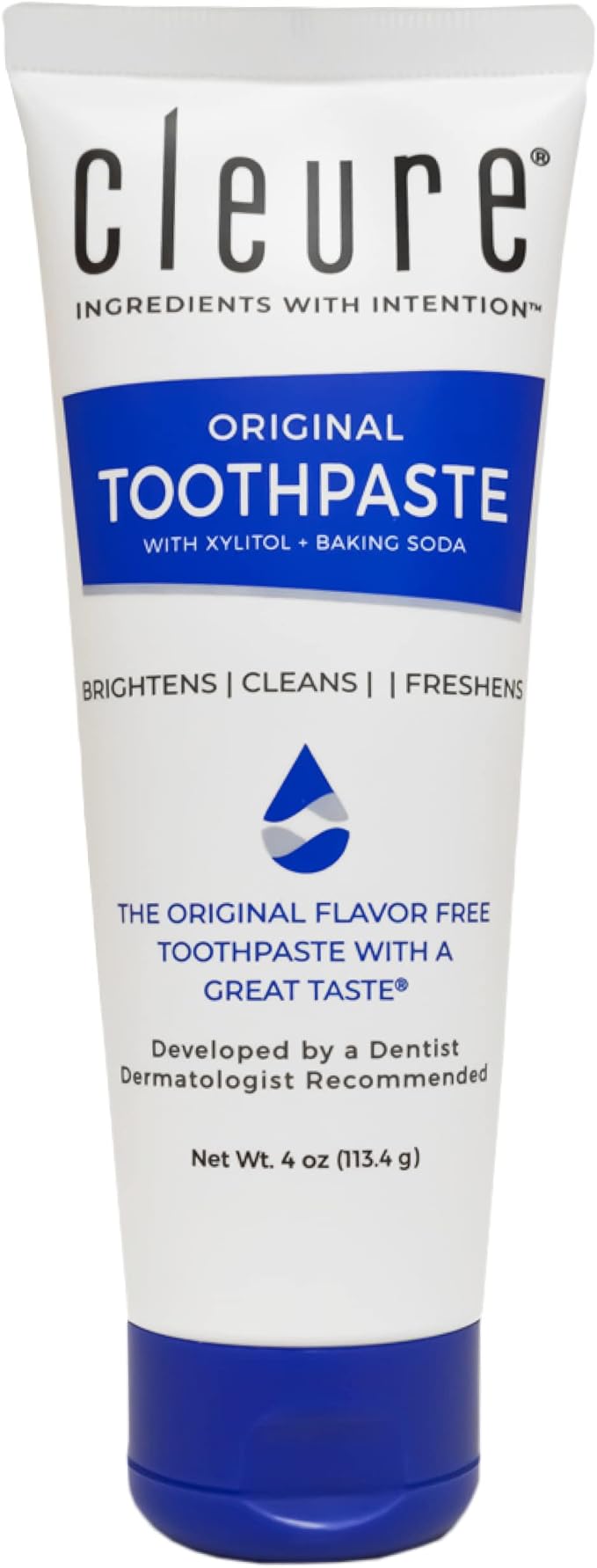 Cleure Original No Fluoride Toothpaste - SLS Free, Mint Free - with Xylitol for Fresh Breath & Helps Whiten - for Kids & Adults - Flavor Free (4oz Tube)-Ruum Studio Home