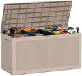100 Gallon Deck Box Large Outdoor Storage for Patio Furniture,Outdoor Cushions,Garden Tools and Pool Supplies,Waterproof,Resin,Lockable(Grey)-Ruum Studio Home