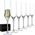 Champagne Flutes Set of 6 - Hand Blown Crystal Champagne Glasses With Long Stem - 7 oz Elegant Sparkling Wine Stemware - Unique Gift for Birthday,Wedding,Mother's Day,Housewarming-Ruum Studio Home