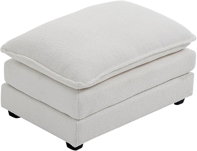 Karl home Modular Ottoman for Sectional Sofa, Teddy Fleece Comfy Upholstered Furniture for Living Room, Apartment, Studio, Office, (Ottoman, Teddy Beige)-Ruum Studio Home