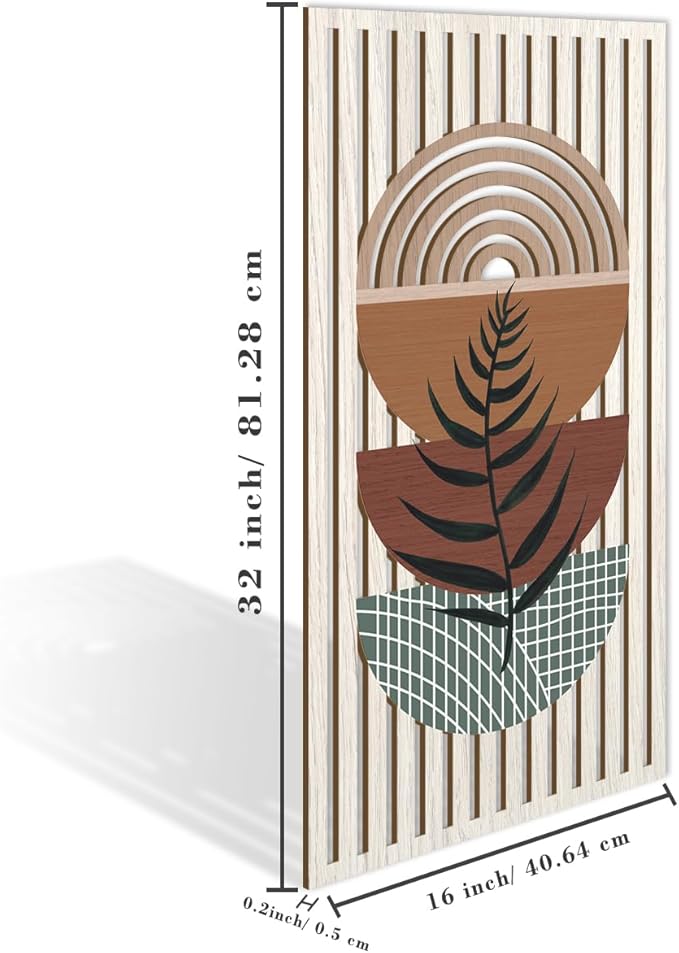 IARTTOP Large Abstract Geometric Wood Boho Wall Art Boho Wall Decor Set Mid Century Modern Wooden Wall Decor Bohemian Wall Art For Bedroom Living Room Office 16"x32"-Ruum Studio Home