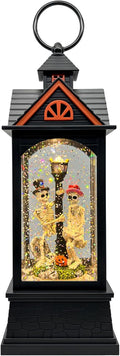 Halloween Snow Globe Lantern with 6 Hour Timer,Halloween Decorations Indoor for Home,Halloween Decor,USB or Battery Powered for Halloween Lanterns,Halloween Skeleton-A-Ruum Studio Home