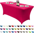 ABCCANOPY 6 FT Spandex Table Cover Stretch Fitted Wrinkle Resistant Tablecloth Reuse for Rectangular Folding Table Patry Event Wedding Banquet Protector Magenta-Ruum Studio Home
