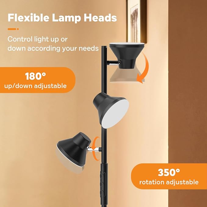 LED Floor Lamp, 36W Modern Floor Lamp with Remote & Touch Control, 4 Color Temperatures, Standing Lamp with 3 Rotatable Lights, Floor Lamps for Living Room, Bedroom, Office-Ruum Studio Home
