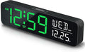 Peakeep Large Display Digital Alarm Clock for Bedrooms, Date Day of Week Desk Table Clocks for Living Room Office, Dimmable Plug in Electric Clock, 5 Volumes, Loud, Auto DST-Ruum Studio Home