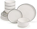 Ceramic Dinnerware Set, 12-Piece Service for 4, Round, Microwave and Dishwasher Safe, Cambridge Classics (French)-Ruum Studio Home