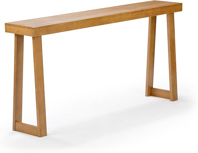 Plank+Beam Solid Wood Console Table, 66 Inch, Sofa Table, Narrow Entryway Table for Hallway, Behind The Couch, Living Room, Foyer, Easy Assembly, Pecan-Ruum Studio Home