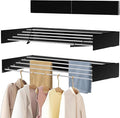 Laundry Drying Rack Collapsible, Wall Mounted Clothes Drying Rack. 39.37" Wide, 19.3 Linear Ft, 5 Aluminum Rods, with Wall Template, Screwdriver Bit (Black 1M)-Ruum Studio Home
