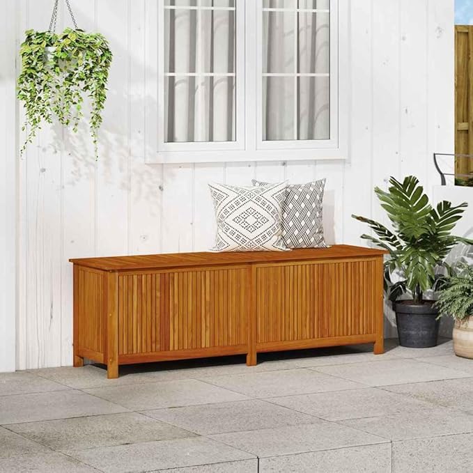 vidaXL Outdoor Storage Box, [Load Capacity Gallon] Deck Box with Gas-Lift Lid, Storage Chest with Water-Resistant Zippered Bag Inside, 68.9''x19.7''x22.8'', Solid Acacia Wood-Ruum Studio Home