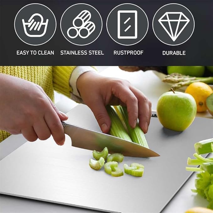 Titanium Cutting Board - 2025 New Upgrade 100% Pure Titanium Cutting Boards for Kitchen Double Sided Non Toxic Titanware Cutting Board,Hygiene Durable Dishwasher Safe Chopping Board (14"L x 10"W)-Ruum Studio Home