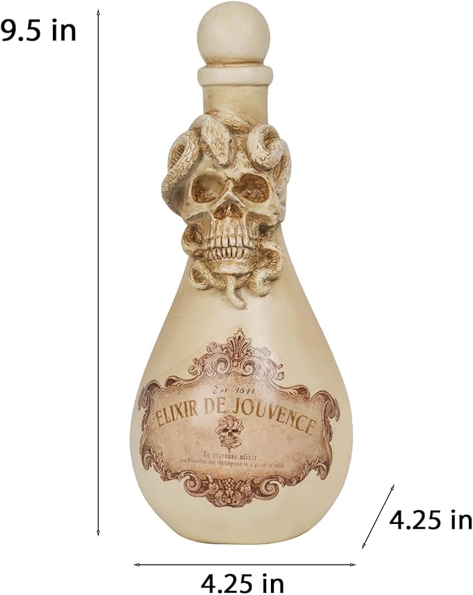 Braxio Halloween Decorations Indoor Potion Bottles - White Skull Décor with Snake Halloween Decoration Room Decor Aesthetic Gift for Women Halloween Party Decorations Bottles 4.25 * 4.25 * 9.5 Inch-Ruum Studio Home