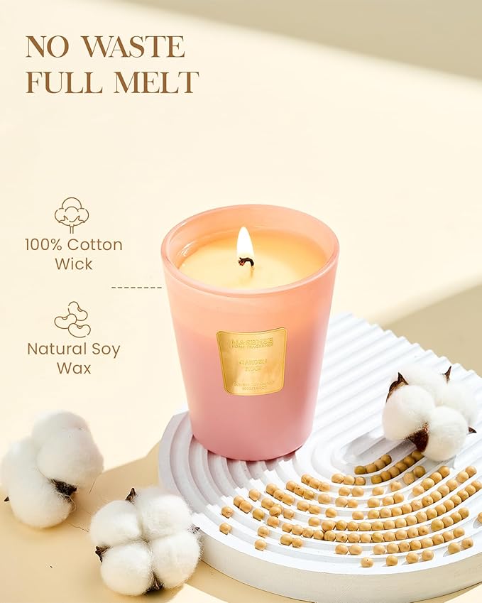 M&SENSE Garden Rose Scented Natural Soy Wax Candle, 14.1oz 60 Hours Long Lasting Slow Burning Candles for Home Decor, Aromatherapy Candle for Stress Relief-Ruum Studio Home