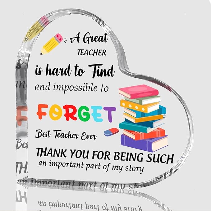 Teachers Day Graduation Season Opening Season Gifts Teacher Gifts Teacher Appreciation Gifts Best Teacher Gifts for Women Acrylic Heart for Her Coworker Friend Principal Educator Birthday Christmas-Ruum Studio Home