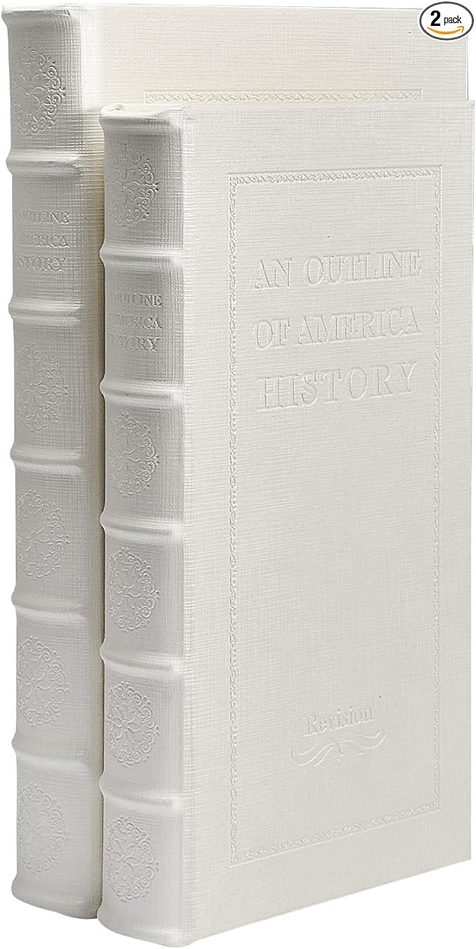 Decorative White Faux Leather Wooden Book Box for Home Decor, Cafe Table, and Bookshelf - Fashion Storage Box (YD-C105 L+S)-Ruum Studio Home