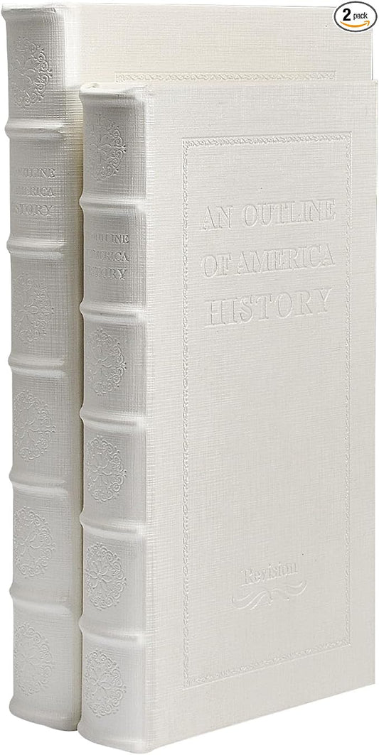 Decorative White Faux Leather Wooden Book Box for Home Decor, Cafe Table, and Bookshelf - Fashion Storage Box (YD-C105 L+S)-Ruum Studio Home