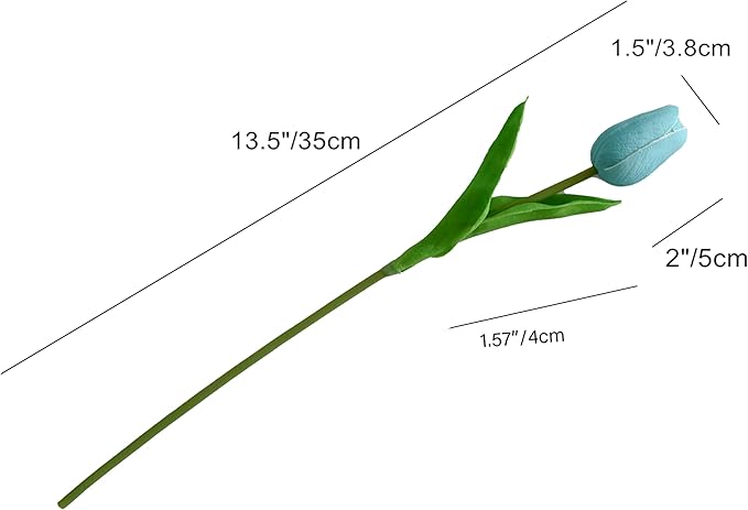 Mandy's Artificial Tulips 20 Stems Robin Egg Blue PU Faux Flowers for Wedding Home Decor 13.5 Inch-Ruum Studio Home