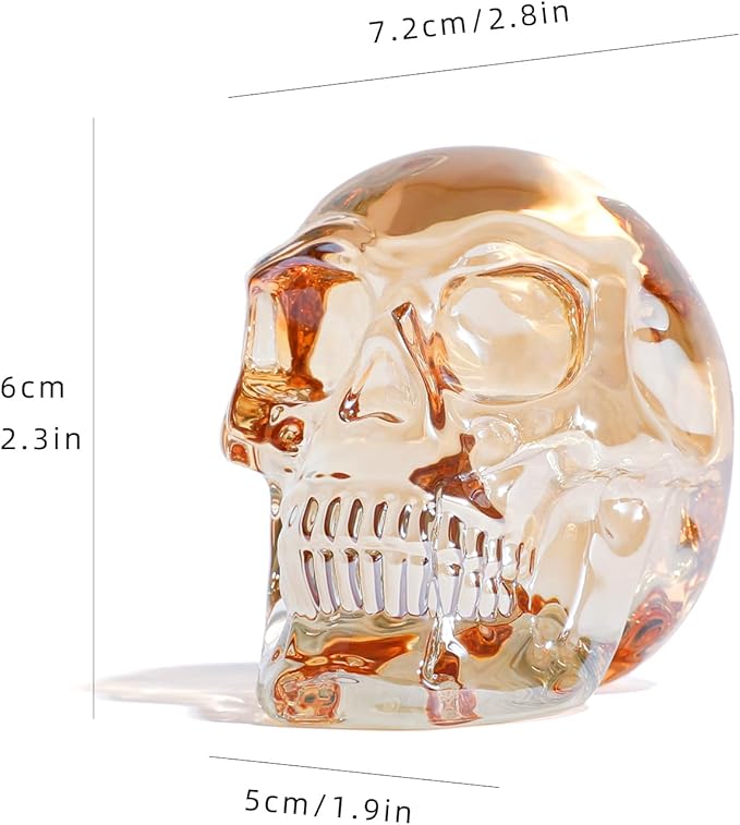 Model Statue for Home Décor Crystal Skull Decorative Figurine Gifts for Women Husbands Halloween Head Figurine Decoration Gift (Champagne Color Skull)-Ruum Studio Home