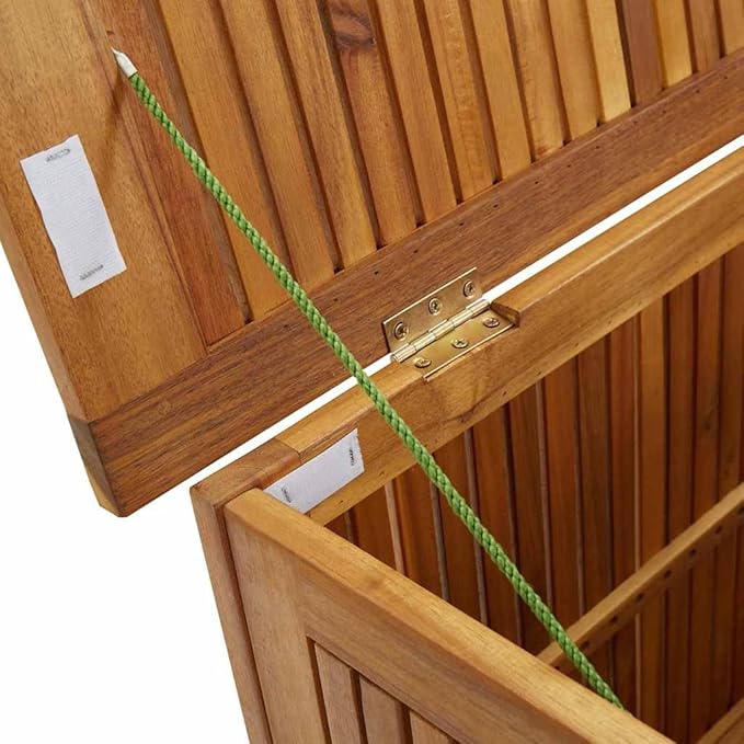 vidaXL Wooden Deck Box - Outdoor Teak Storage Chest, Ideal for Patio Furniture Cushions, Pool Accessories, Garden Tools - Water-Resistant Bag Inside - 35.4''x19.7''x22.8'', Solid Acacia Wood-Ruum Studio Home