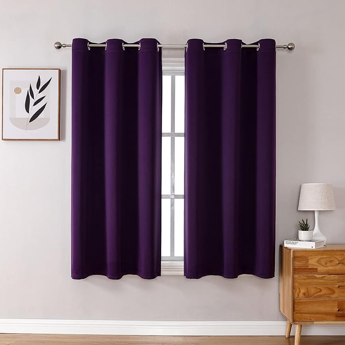 ChrisDowa Grommet Blackout Curtains for Bedroom and Living Room - 2 Panels Set Thermal Insulated Room Darkening Curtains (Royal Purple, 38W x 54L)-Ruum Studio Home