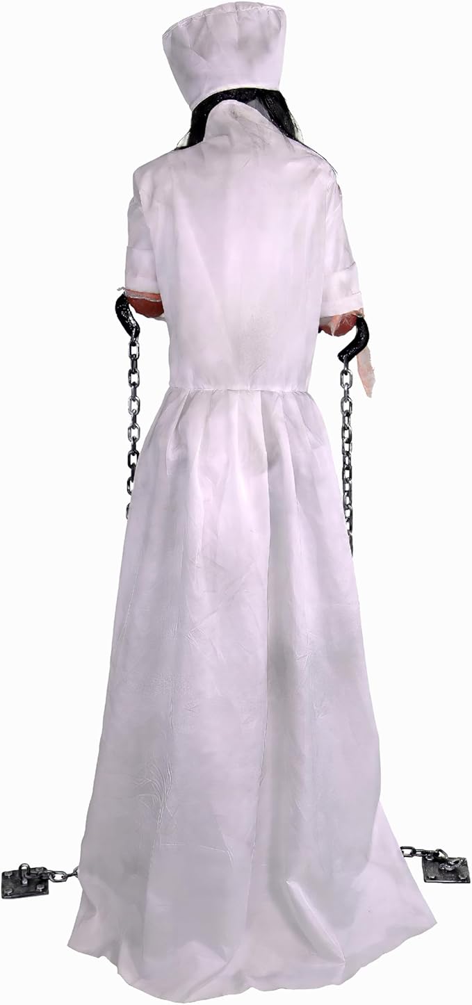 Haunted Hill Farm Life-Size Animatronic Convulsing Nurse by Tekky Halloween Decoration with Motion-Activated Sounds-Ruum Studio Home