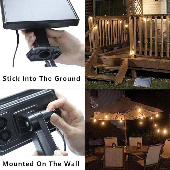 SUNTHIN Outdoor Solar String Lights, 48ft Solar Patio Lights with USB Rechargeable, Waterproof & Shatterproof Solar Powered Bulbs for Yard, Porch, Garden, Pool, Party, Camping-Ruum Studio Home