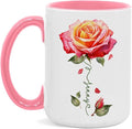 Novelty Rose Accent Cup For Girl, Personalized Rose Flower Coffee Mug 11oz 15oz, Customized Rose Lover Ceramic Cup With Name, Custom Flower Design Mug, Gift For Anniversary-Ruum Studio Home
