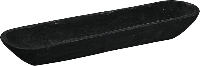 Creative Co-Op Decorative Paulownia Wood Bowl, Black-Ruum Studio Home