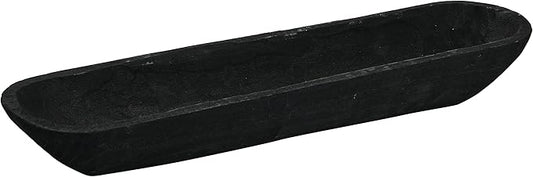 Creative Co-Op Decorative Paulownia Wood Bowl, Black-Ruum Studio Home