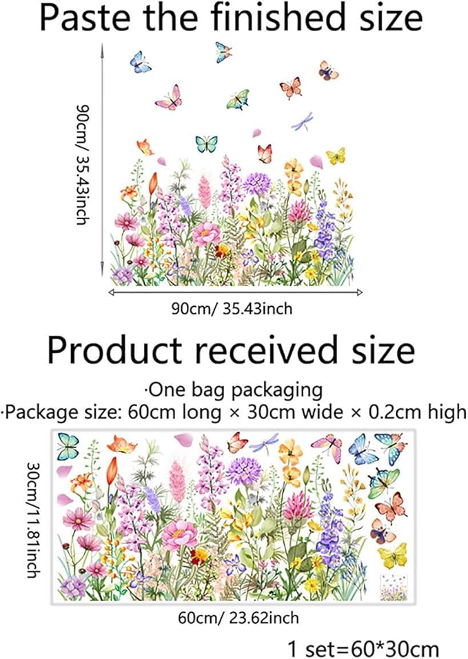 Mirbuy Wildflower Butterfly Window Decals, Colorful Garden Floral Window Clings for Home Decor-Ruum Studio Home