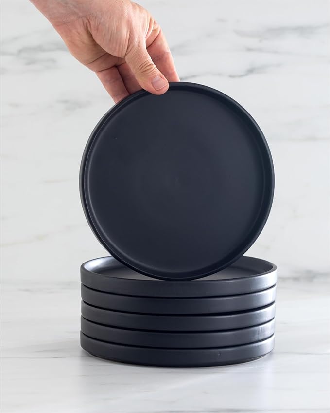 Matte Black Dinnerware Set - Ultra Chic Stoneware for 8-24pcs Plate Set - Dishwasher and Microwave Safe - Ceramic Plates and Bowls-Ruum Studio Home