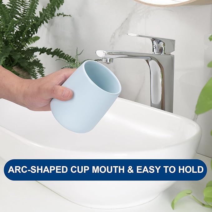 Bathroom Tumbler Cup Ceramic 13.5oz Reusable Toothbrush Cup 400ml,Toothbrush Holder Adequate for Your Bathroom (Blue)-Ruum Studio Home