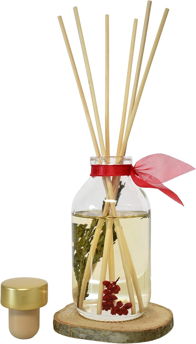 LOVSPA Reed Diffuser Set, Joy Winterberry Spruce Scented Oil Diffuser with Sticks, Home Fragrance Accessories for Bathroom Shelf Decor, Aroma Diffusers for Home or Office Desk, USA Made-Ruum Studio Home