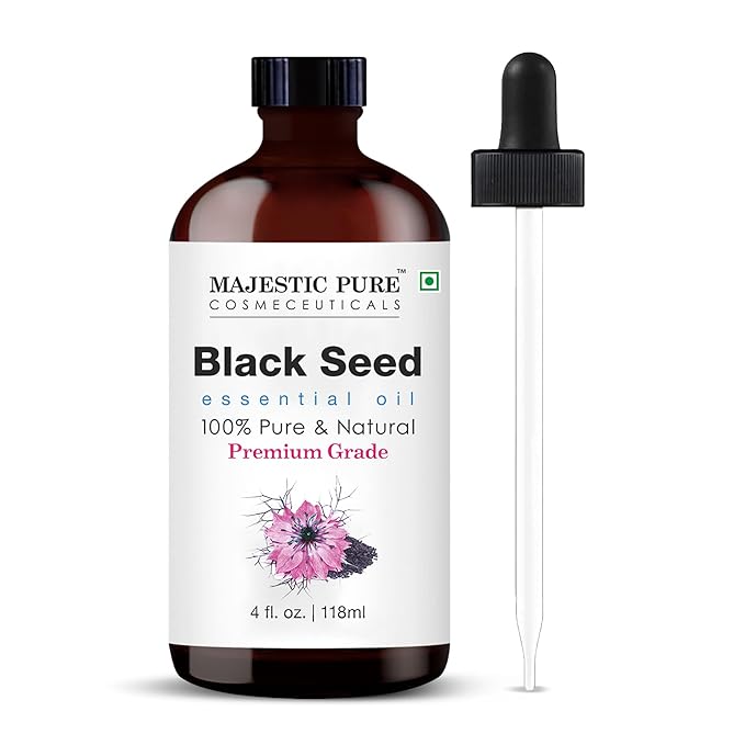 Majestic Pure Black Seed Essential Oil with Glass Dropper - Huge 4 Fl Oz - 100% Pure and Natural Black Pepper Oil - Premium Grade Essential Oils for Diffuser, Aromatherapy, Soap and Candle Making-Ruum Studio Home