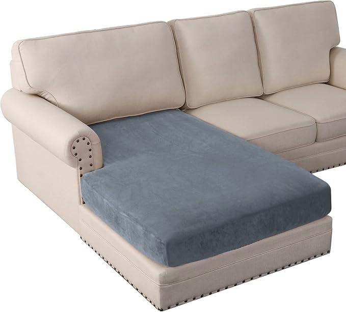PrinceDeco Velvet Couch Cover for Dogs, Washable L Shaped Couch Cover, 1 Piece, Stone Blue-Ruum Studio Home