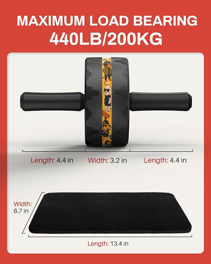 VINSGUIR Ab Roller Wheel, Abs & Core Workout Equipment for Home Gym with Knee Pad Accessories, Abdominal Wheel for Full-body Strength Training-Ruum Studio Home