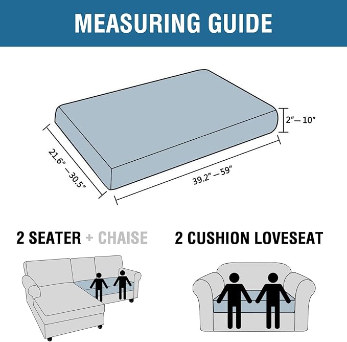 H.VERSAILTEX Super Stretch Individual Seat Cushion Covers Sofa Covers Couch Cushion Covers Slipcover Sets Thick Jacquard Textured Twill Fabric (1 Piece Loveseat Cushion Cover, Dove)-Ruum Studio Home