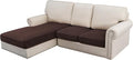 H.VERSAILTEX Velvet Stretch Sectional Couch Covers - 3 Piece L Shape Separate Cushion Set for Large 2 Seater + 1 Chaise, Brown Striped-Ruum Studio Home