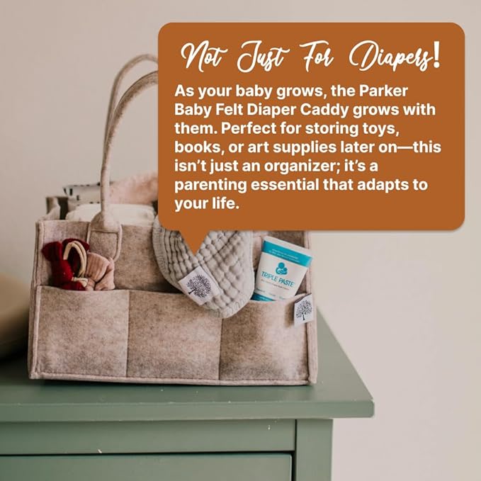 Parker Baby Co. Diaper Caddy - Nursery Storage Bin and Car Organizer for Diapers and Baby Wipes - Oatmeal, Large-Ruum Studio Home