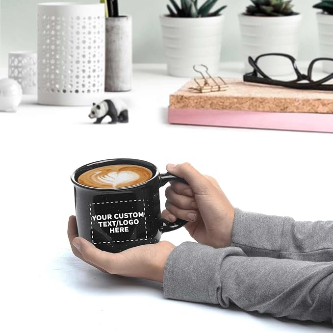 DISCOUNT PROMOS Custom Ceramic Campfire Coffee Mugs 13 oz. Set of 100, Personalized Bulk Pack - Perfect for Tea, Espresso, Cappuccino, Hot Cocoa - Black-Ruum Studio Home
