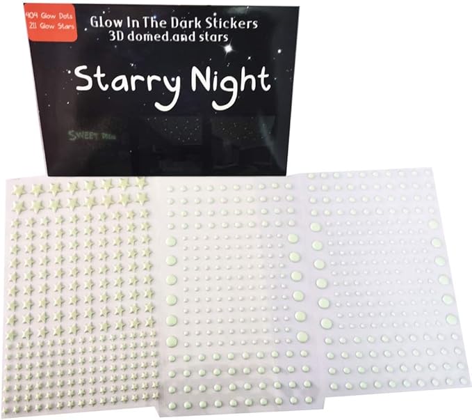 Quanhaigou Realistic 3D Domed Stars Glow in The Dark,615 pcs Dots Stars for Starry Sky, Stickers for Ceiling and Wall Decals, Perfect for Kids Bedding Room Party Birthday Gift(615 pcs)-Ruum Studio Home