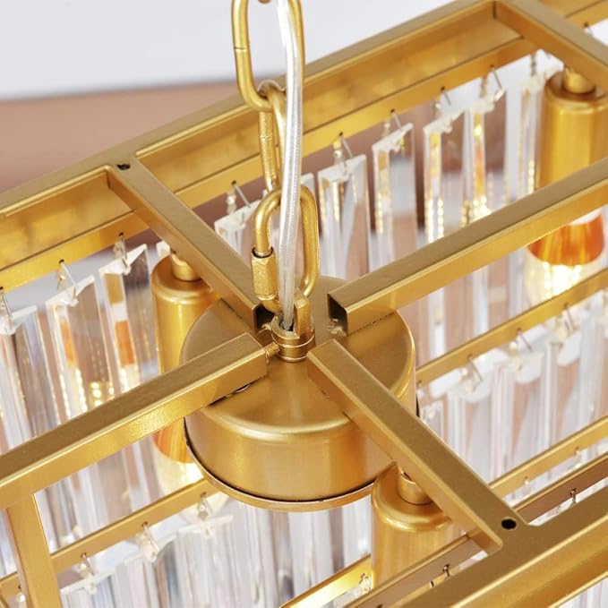 L39.4 W10.2 Gold Rectangle Modern Crystal Chandeliers Lighting Pendant Ceiling Lights Fixture Lamp for Dining Living Room-Ruum Studio Home