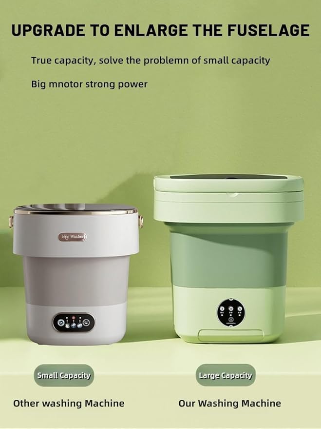 Portable Washing Machine, Mini Washer,16L Upgraded Large Capacity Foldable Washer.Deep Cleaning of Underwear, Baby Clothes and Other Small Clothes.Suitable for Apartments, Dormitories, Hotels.(Green)-Ruum Studio Home