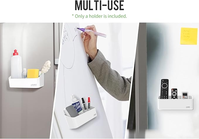 loukin Magnetic and Adhesive Marker Holder, Dry Erase Accessory Tray, Magnetic Storage Organizer for Whiteboard, Glass or Refrigerators 2 Pack(White)-Ruum Studio Home