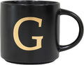 COLLECTIVE HOME - Monogram Ceramic Mugs, 15 oz Golden Initial Black Coffee Cups, Elegant Alphabet Tea Mugs, Elegant Personalized Mug with Gift Box, Unique Mug with Double Side Capital Lette (G)-Ruum Studio Home