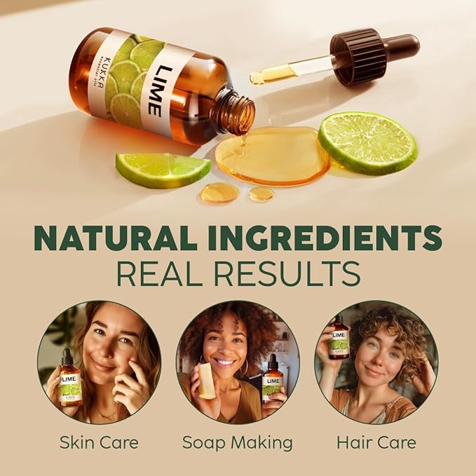 Kukka Lime Essential Oil for Skin - 4 Fl Oz - 100% Pure Natural Lime Oil for Diffuser, Hair, Candles & Soap Making Scent DIY-Ruum Studio Home